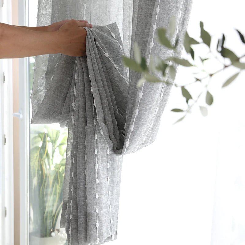 Linen Curtain - Grey Striped