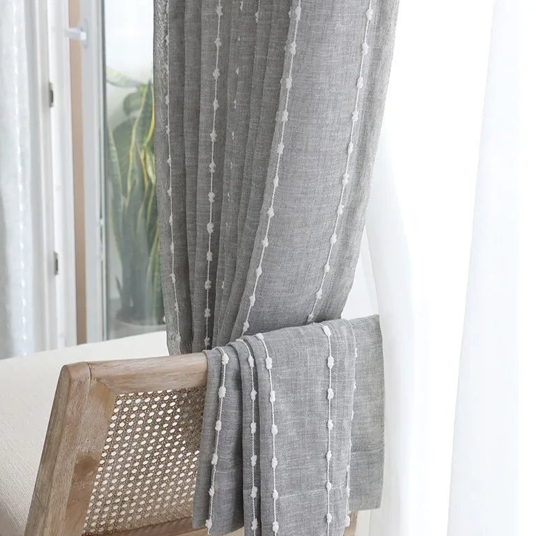 Linen Curtain - Grey Striped
