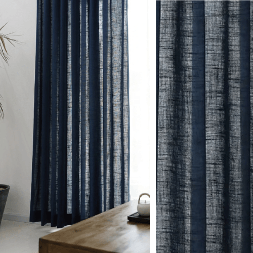Linen Curtain - Dark Blue Sheer