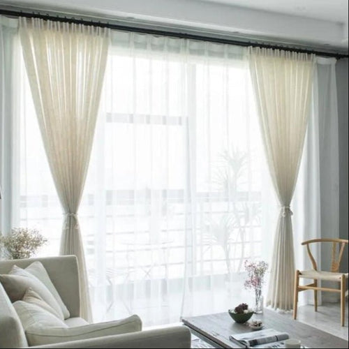 Linen Curtain - Beige Sheer